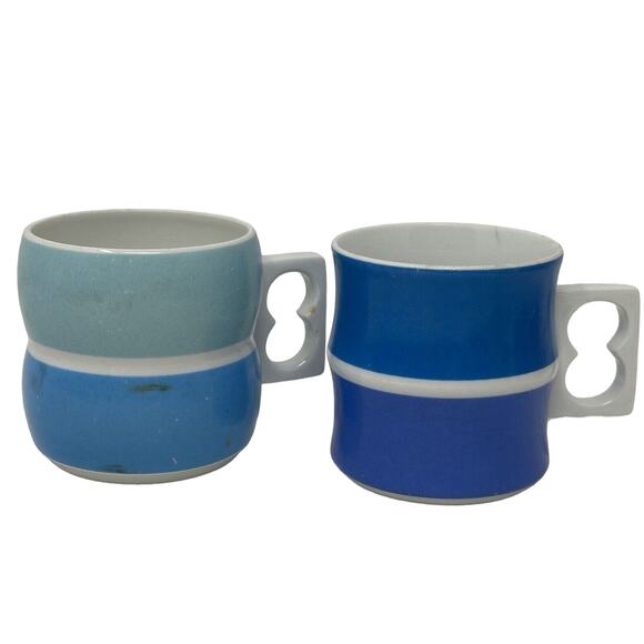 Color Block Chromatics Drink Mug - BLUE GREEN stackable - Picture 1 of 6
